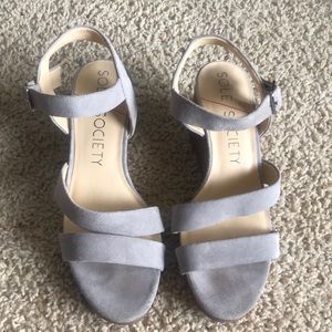Sole Society Grey Wedge Sandals; Sz 10